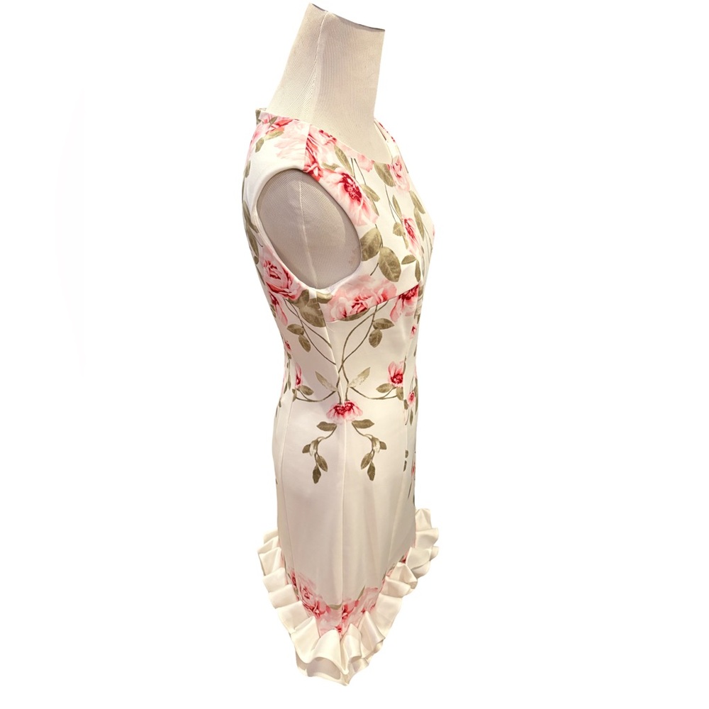 Donna Ricco Zip up Floral Sleeveless Dress with Ruffle Hem — Size 4 - Picture 4 of 4